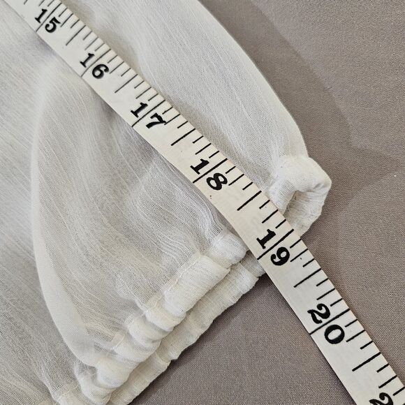 American Rag Cie Womens Peasant Top Sz L Ivory Sheer Boho Blouse Oversized Vtg - Picture 10 of 16